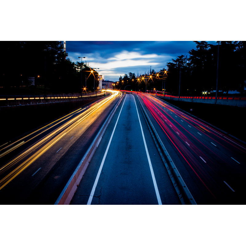 Aneth Highway Car Lights by Alejandro Rodriguez Alcazar - Wrapped Canvas Print, 20cm H x 30cm W x 3.8cm D