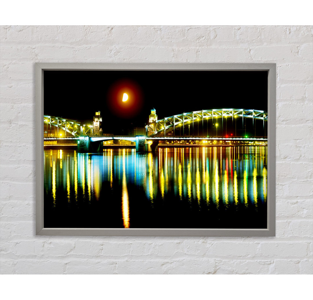 Twin Bridge Moonlight - Einzelner Bilderrahmen Kunstdrucke auf Leinwand