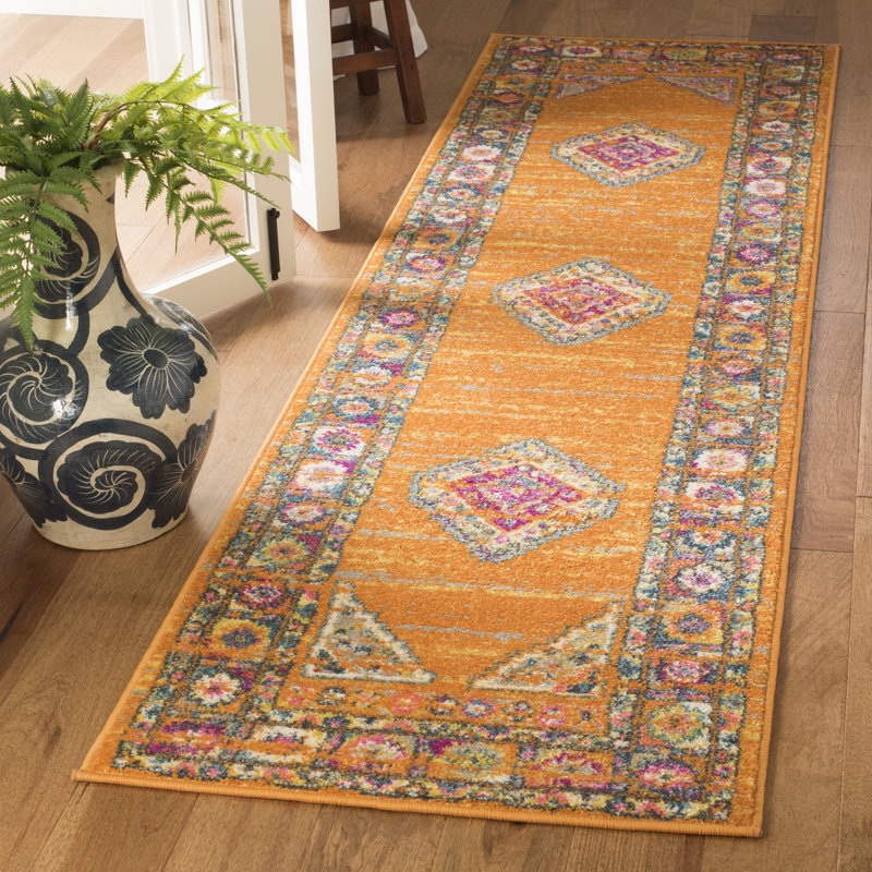 Christa Southwestern Orange/Fuchsia Area Rug, Runner 2'3" x 8'