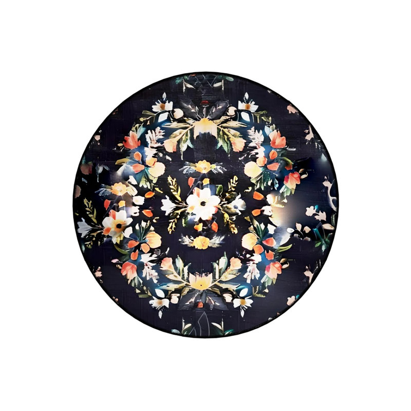 Multicolored Floral Pattern Woven Base Modern Decorative Carpet, Round 5'