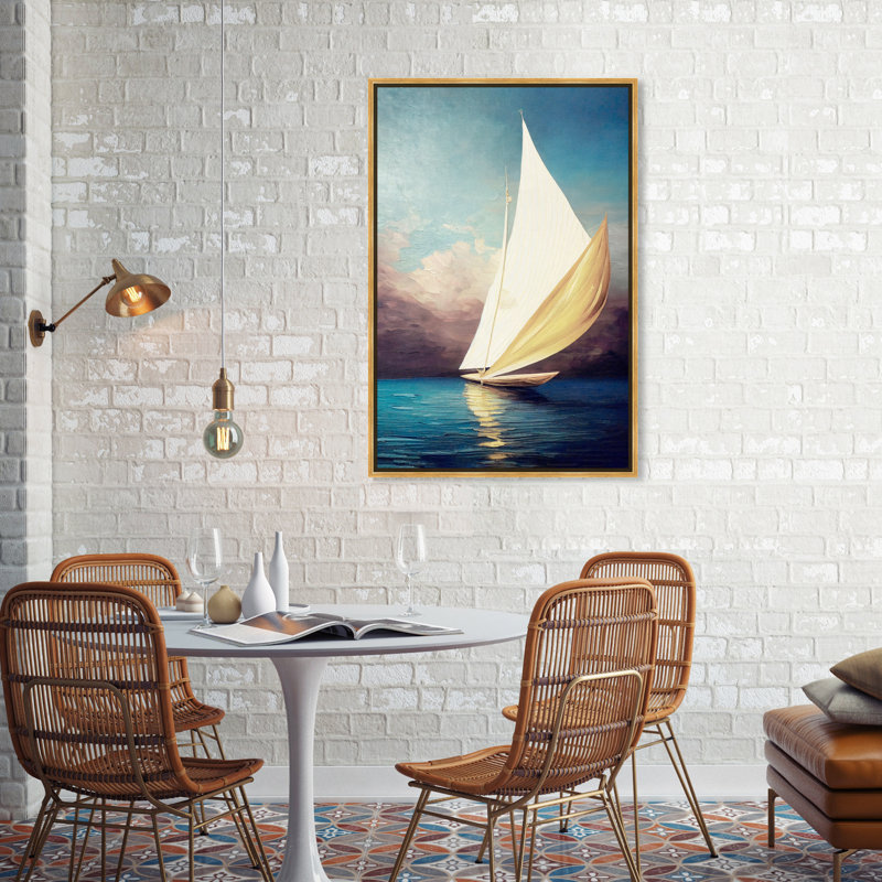 Voile dorée - Impression sur toile, Toile encadrée flottante dorée, H 37,5 po x l 25,5 po x P 1,2 po