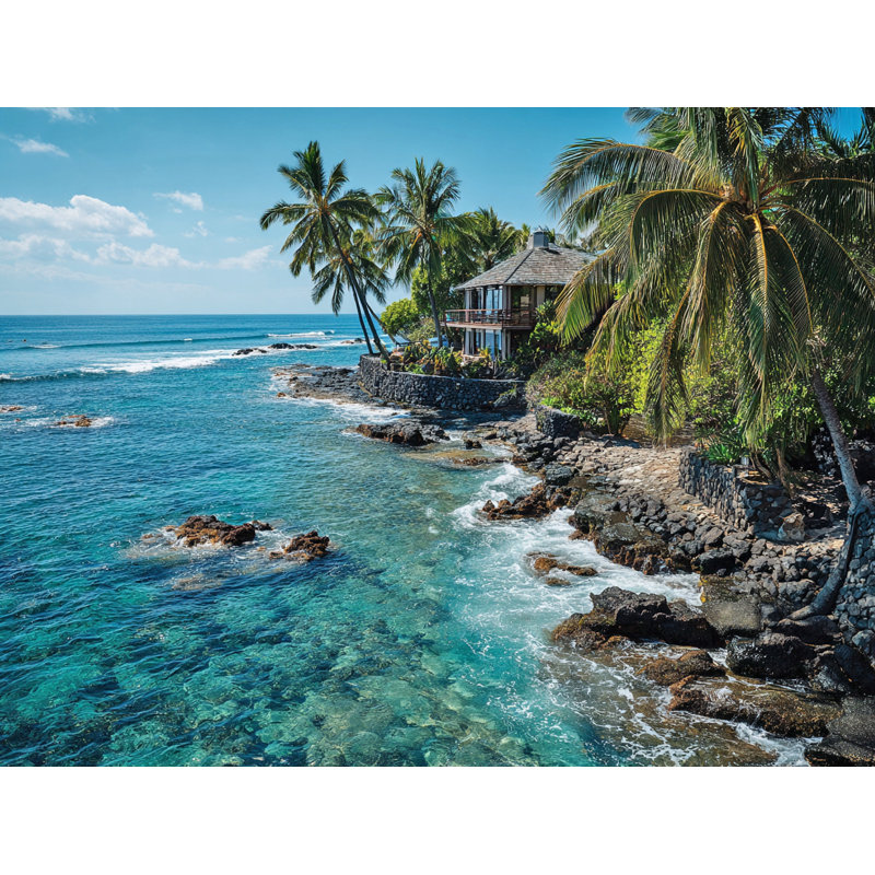 Toile tropicale avec palmiers, H 16 po x l 24 po