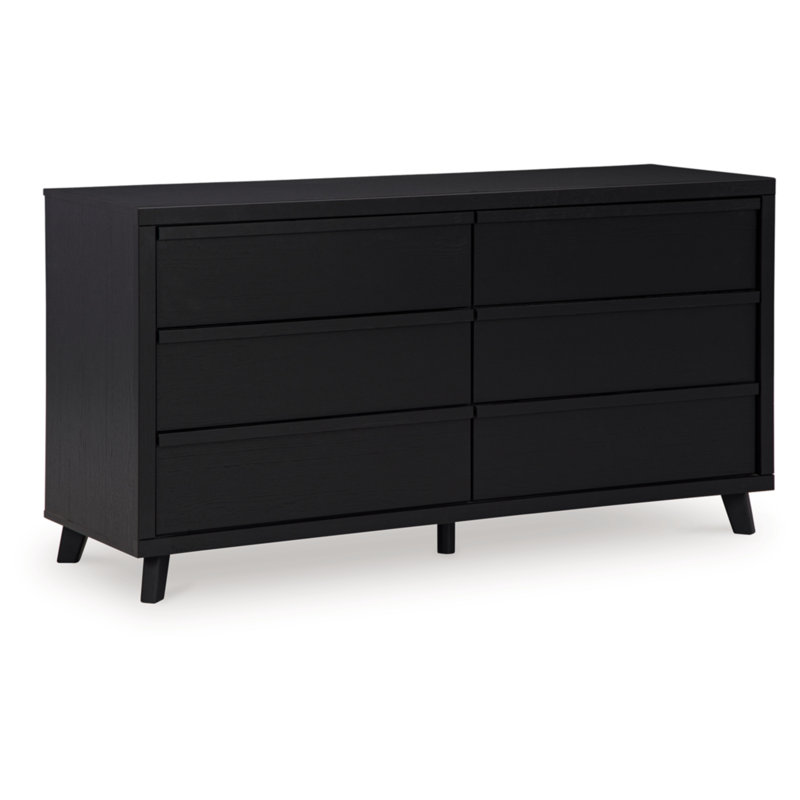 Modern Black 6-Drawer Dresser with Matte Finish