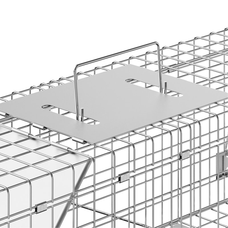Cage en fer galvanisé pour animaux 24 "x 8" pour lapins, chats, écureuils, ratons laveurs, marmottes, opossums avec levier en forme de L et conception rapide et facile à utiliser