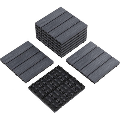 Interlinked-Style Composite Deck Tiles 12"x12"