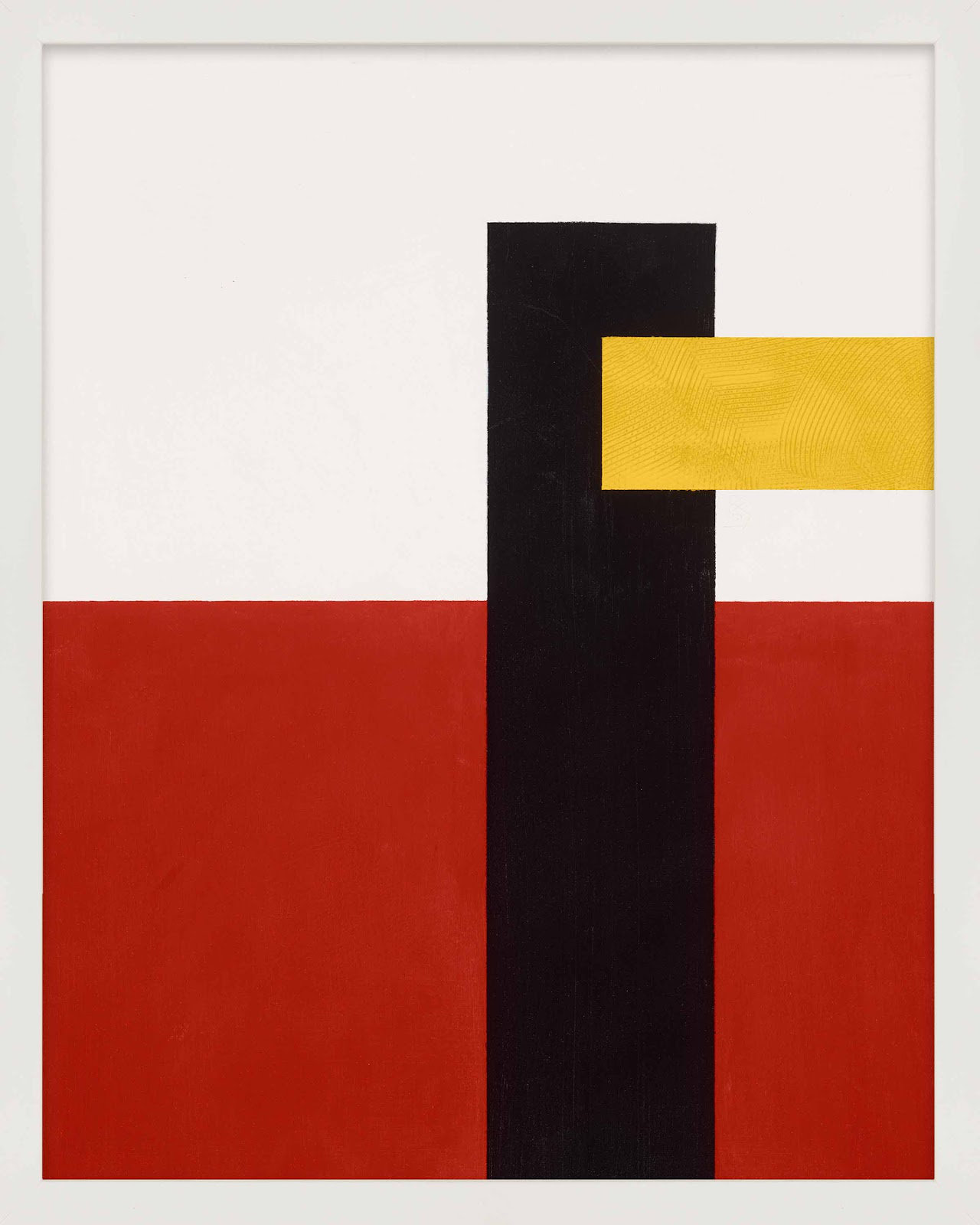 Composition With Yellow 4 by Robert Kamnatnik, White Framed Paper, 30" H x 24" W x 1.25" D