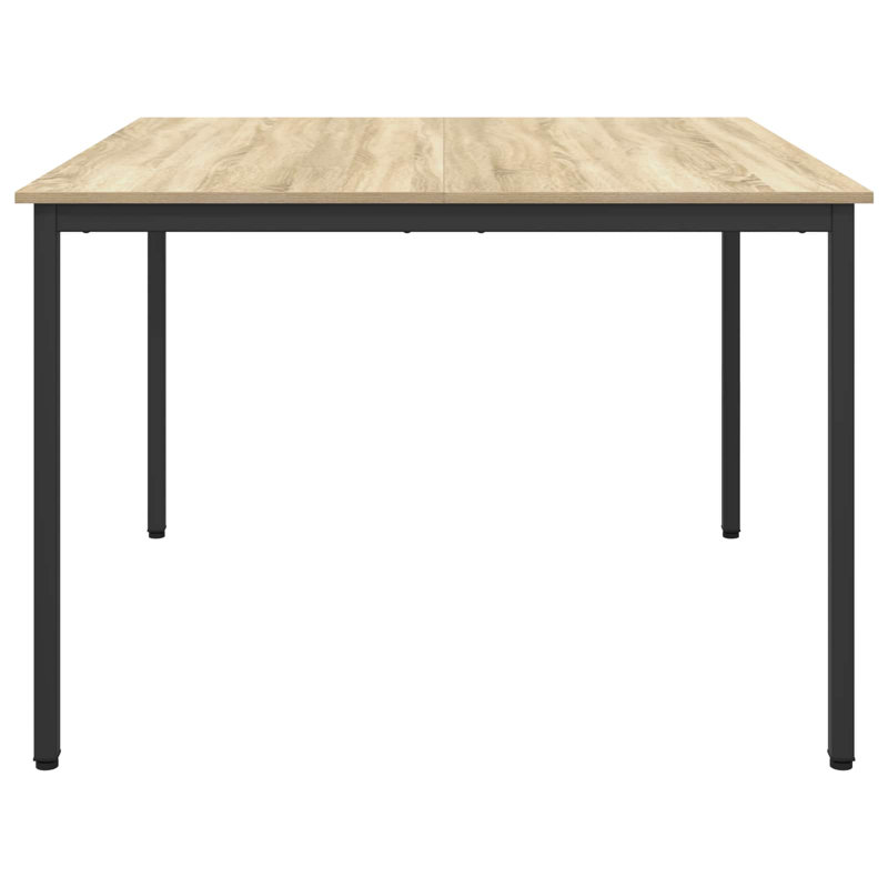 Metal Base Dining Table, Oak, 75cmH x 110cmL x 110cmW