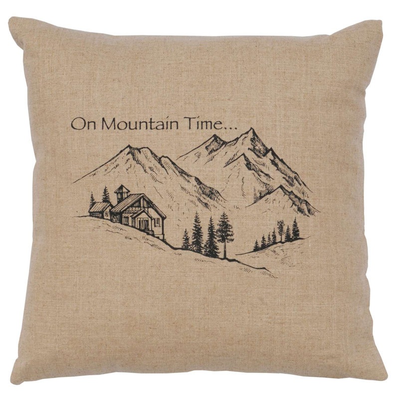 Coussin Wooded River Image - Mountain Time - Linen Straw, Paille