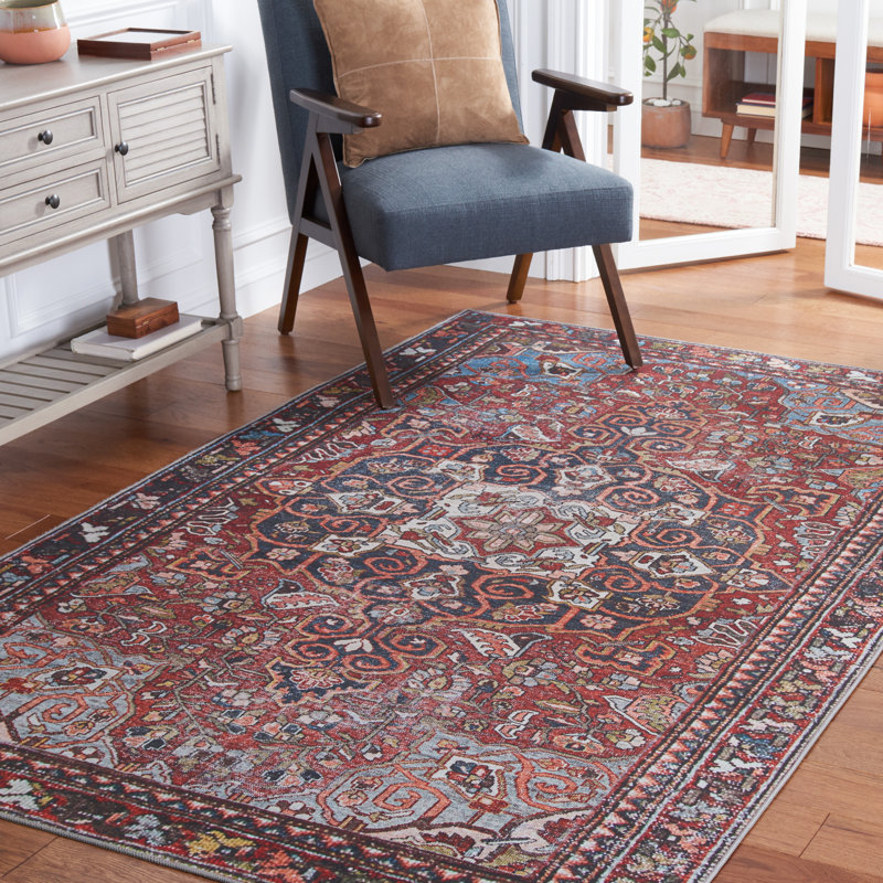 Tapis rouge / bleu marine Ziebarth 176 M / W S / R, Rectangle 4 pi x 6 pi