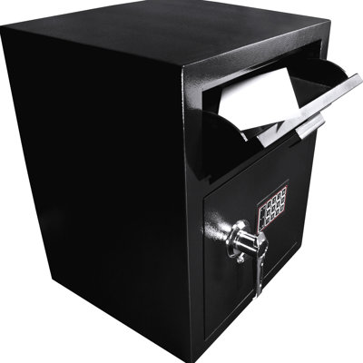 Coffre-fort de 1,1 pi cu avec coffre-fort, acier, objets de valeur avec coffre-fort à 2 codes numériques, chèques sécurisés, broches