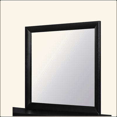 Rectangular Landscape Wall Mirror with Beveled Edge, Sturdy Wooden Frame Mirror with Mounting Support Slats for Bedroom Dresser & Living Room Decor