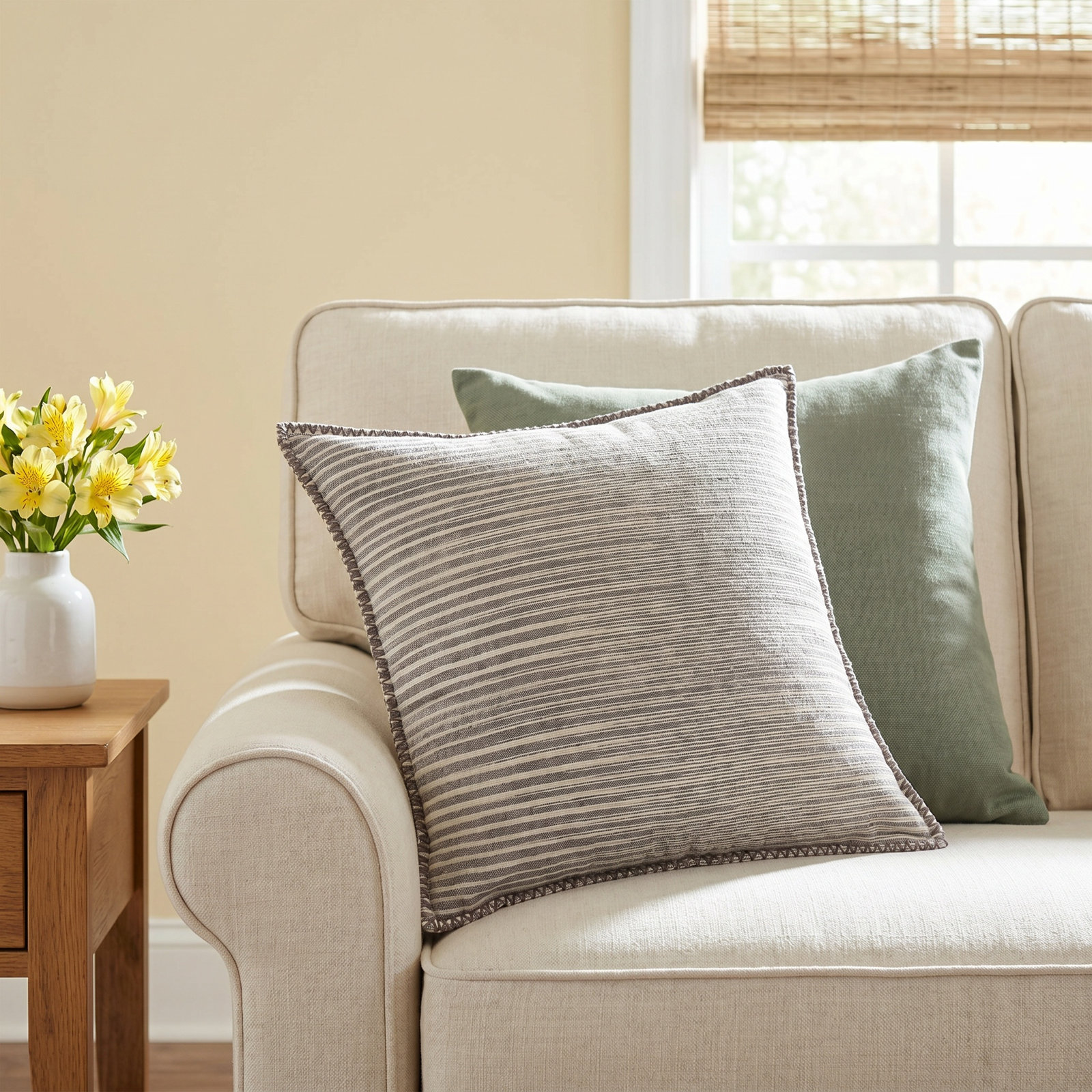 Rogin 24" x 24" Cotton Pillow Cover, Down
