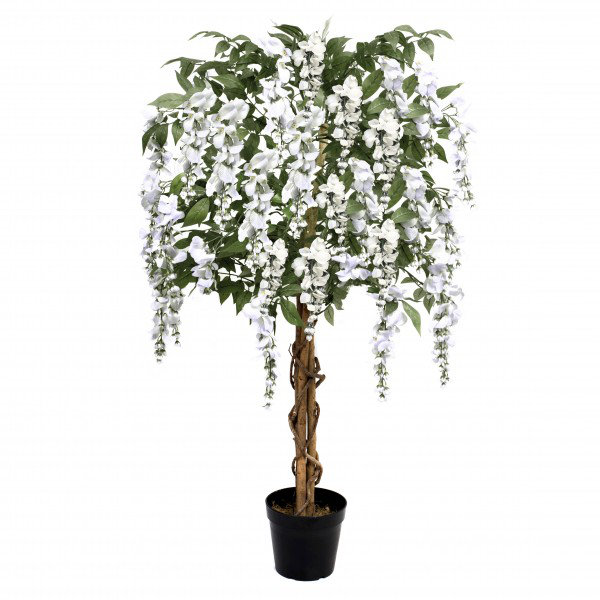 GreenBrokers Artificial Lilac Wisteria Tree 150cm/5ft, 145cm H x 19cm W x 19cm D, White