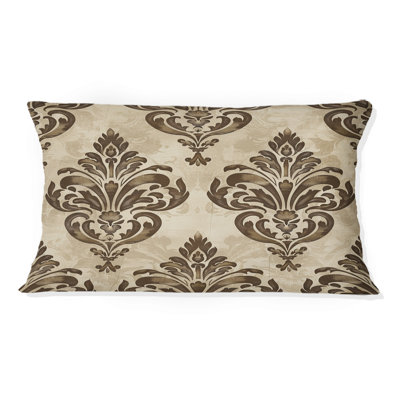 Coussin lombaire brun et beige damassé Glamour I