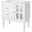 Meuble-lavabo de salle de bain rétro 30 po avec 2 tiroirs et armoire, unité simple autoportante, blanc, lavabo en céramique brillante, charnières à fermeture douce pré-percées à trois trous, finition blanche unitaire,