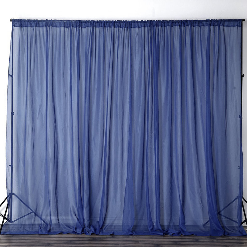 Brixon Sheer Curtain Single Panel, 56" W x 108" L, Navy Blue