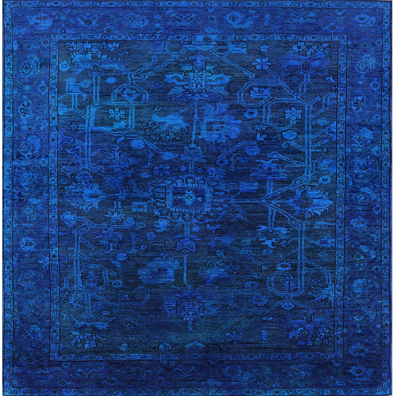 Tapis oriental bleu foncé Gemius, Carré 7 pi