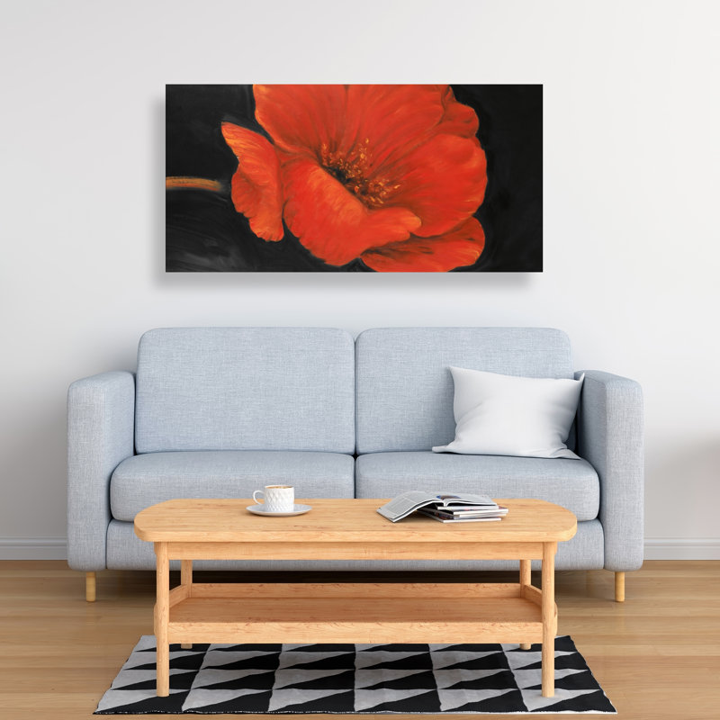 Toile rouge avec fleur rouge | Élégante décoration intérieure