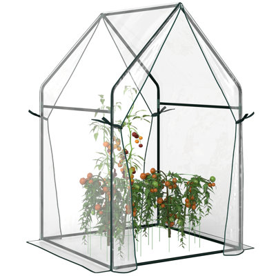 Mini Greenhouse, Garden Tomato Growhouse with 2 Zipped Doors, Portable Indoor Outdoor Green House 90 x 90 x 145cm