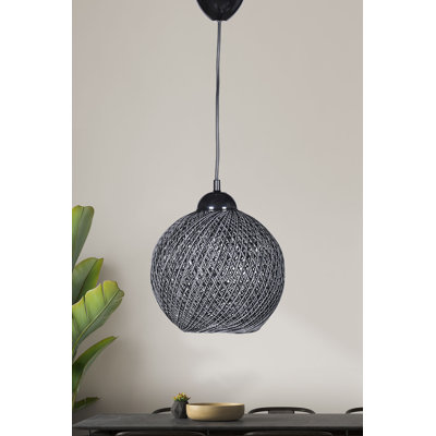 Stylish Scandinavian Chandelier, Black & Grey, 8.7 in Diameter x 21.3 in Height | Durable Plastic Body, Cotton Cap, E27 Socket (Max 40W) | Perfect for Southwestern & Country Décor, Elegant Lighting Fixture