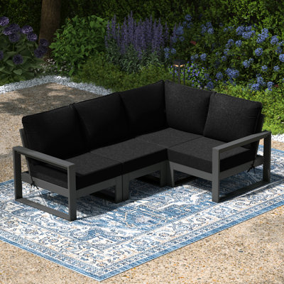 Ensemble de conversation de terrasse 4 pièces avec cadre