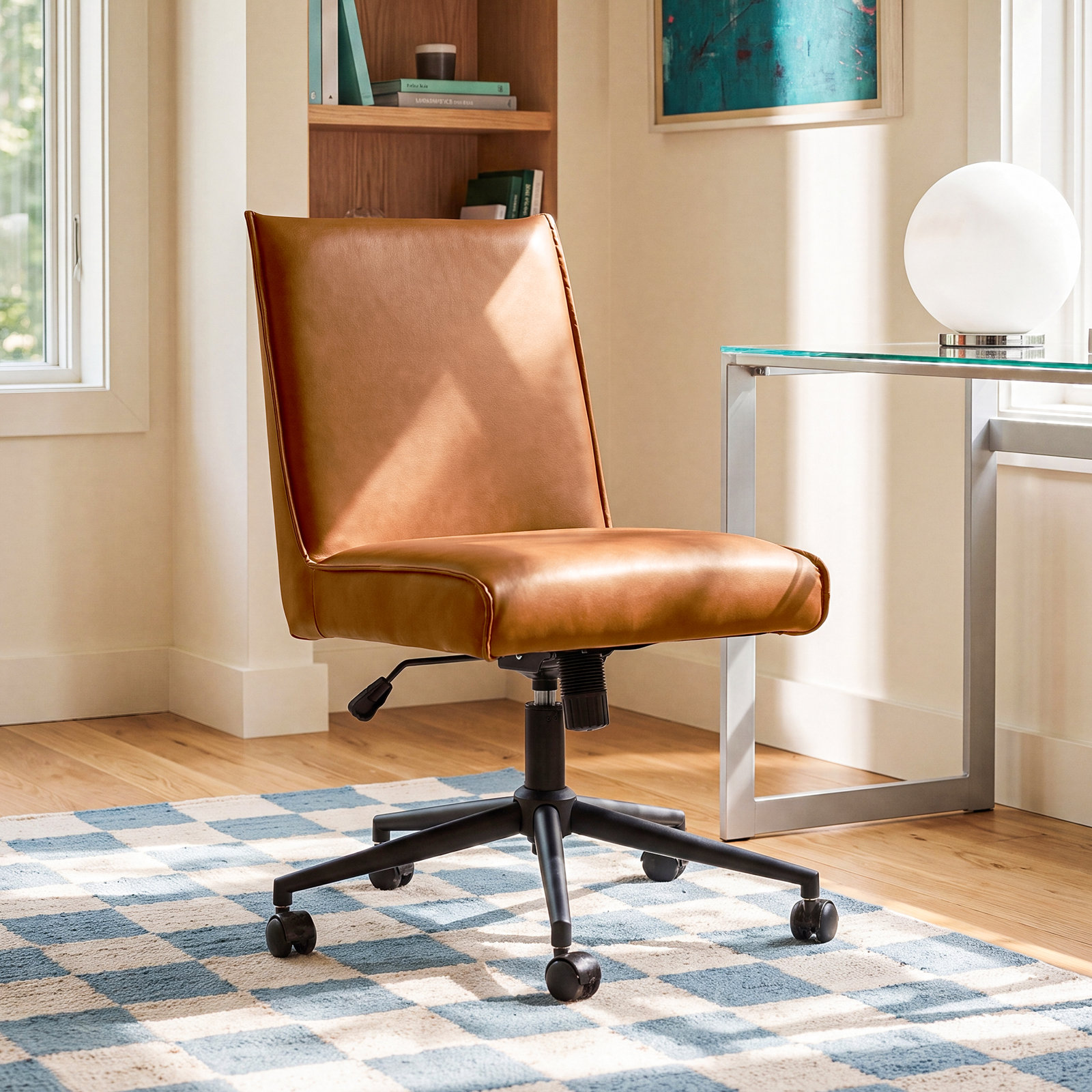 Claudie Office Chair, Brown Faux Leather 