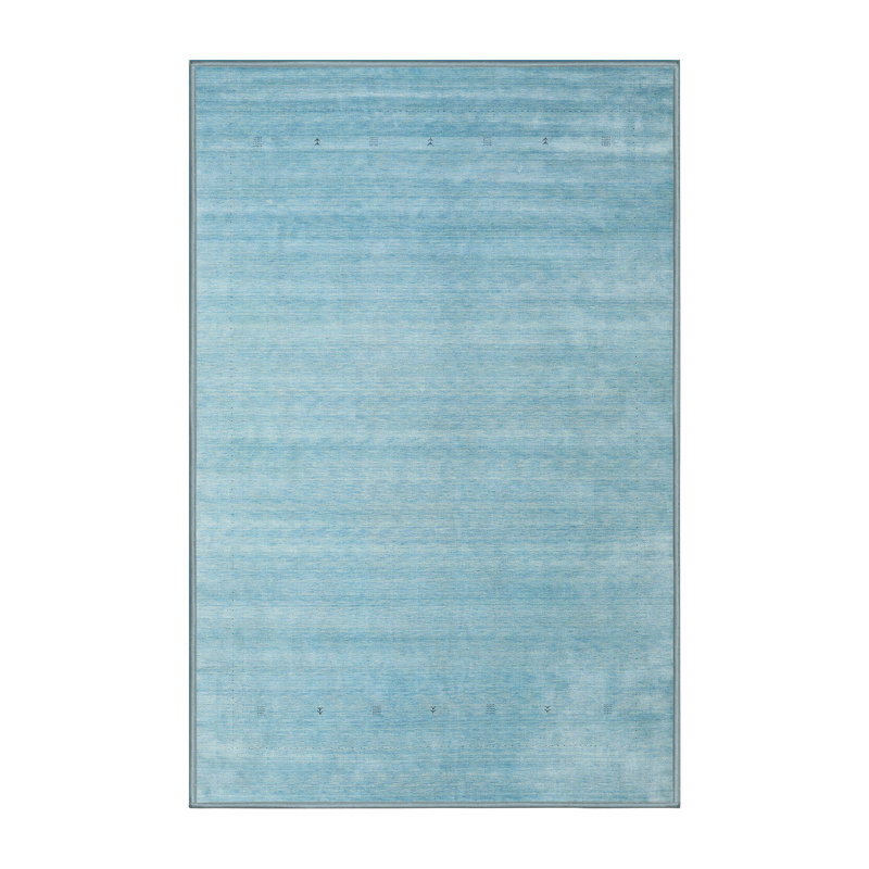 Tapis de zone bleu contemporain, Rectangle 5 pi x 7 pi