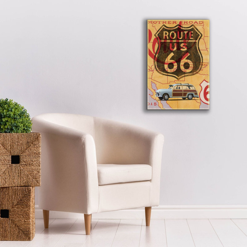 «Route 66 Vintage Post card» par Edward M. Fielding, estampe numérique sur toile, H 26 po x l 18 po x P 0,75 po