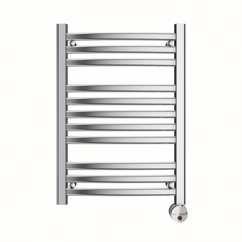 Chauffe-serviettes électrique mural avec minuteur numérique, H 28 po x l 20 po x P 4,25 po, Chrome poli