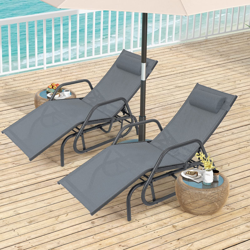Mayard 152cm Long Reclining Single Chaise, Grey