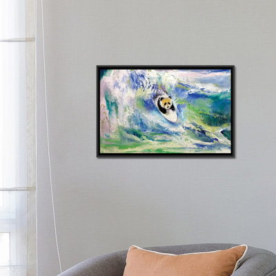 « panda surfer », peinture sur toile tendue