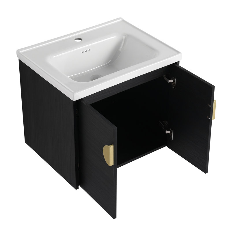 Chaffins Float Mounting Bathroom Double Vanity Set, Black