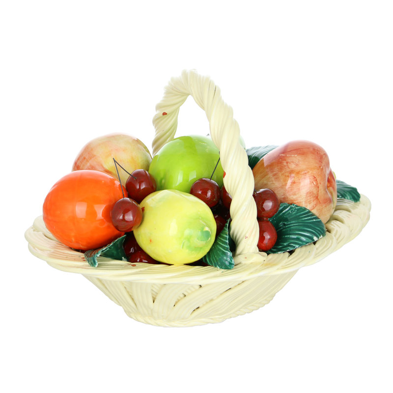 Crain Authentic Capodimonte Small Fruit Basket Sculpture