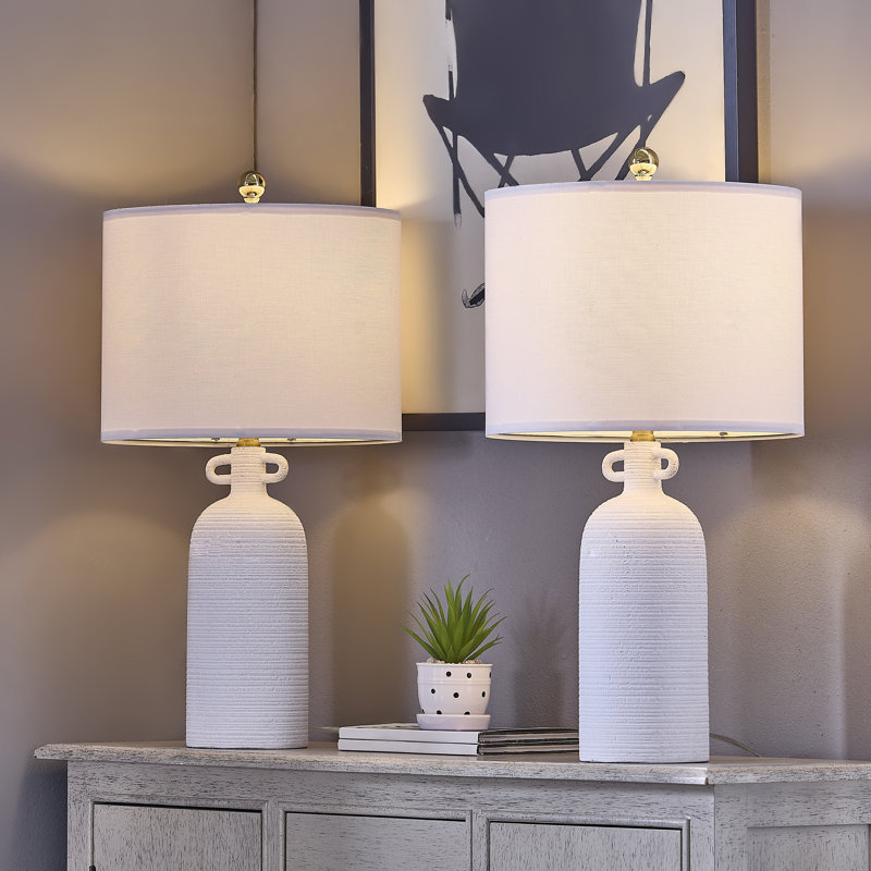 24'' White Ceramic  Table Lamp (Set Of 2)
