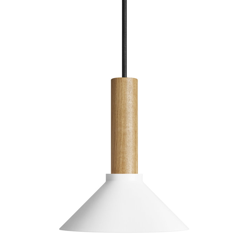 Emblem 1 - Light Pendant, White, White Oak, 9" H x 18" W x 18" D