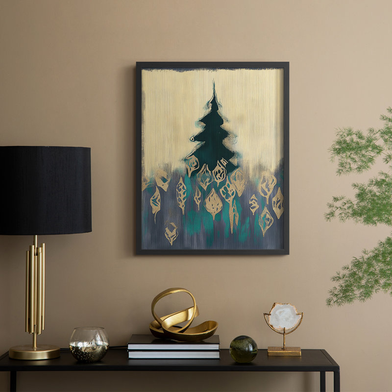 «Christmas Holiday Art DCCXLV», reproduction d'art encadrée - bois massif, H 21 po x l 17 po, Noir, noir, noir, noir