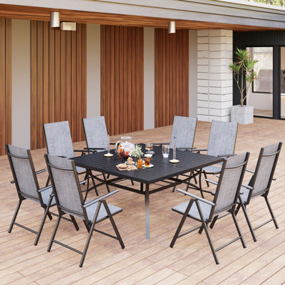 Argyri 8 - Person 60" Square Outdoor Dining Set with Reclining Chair