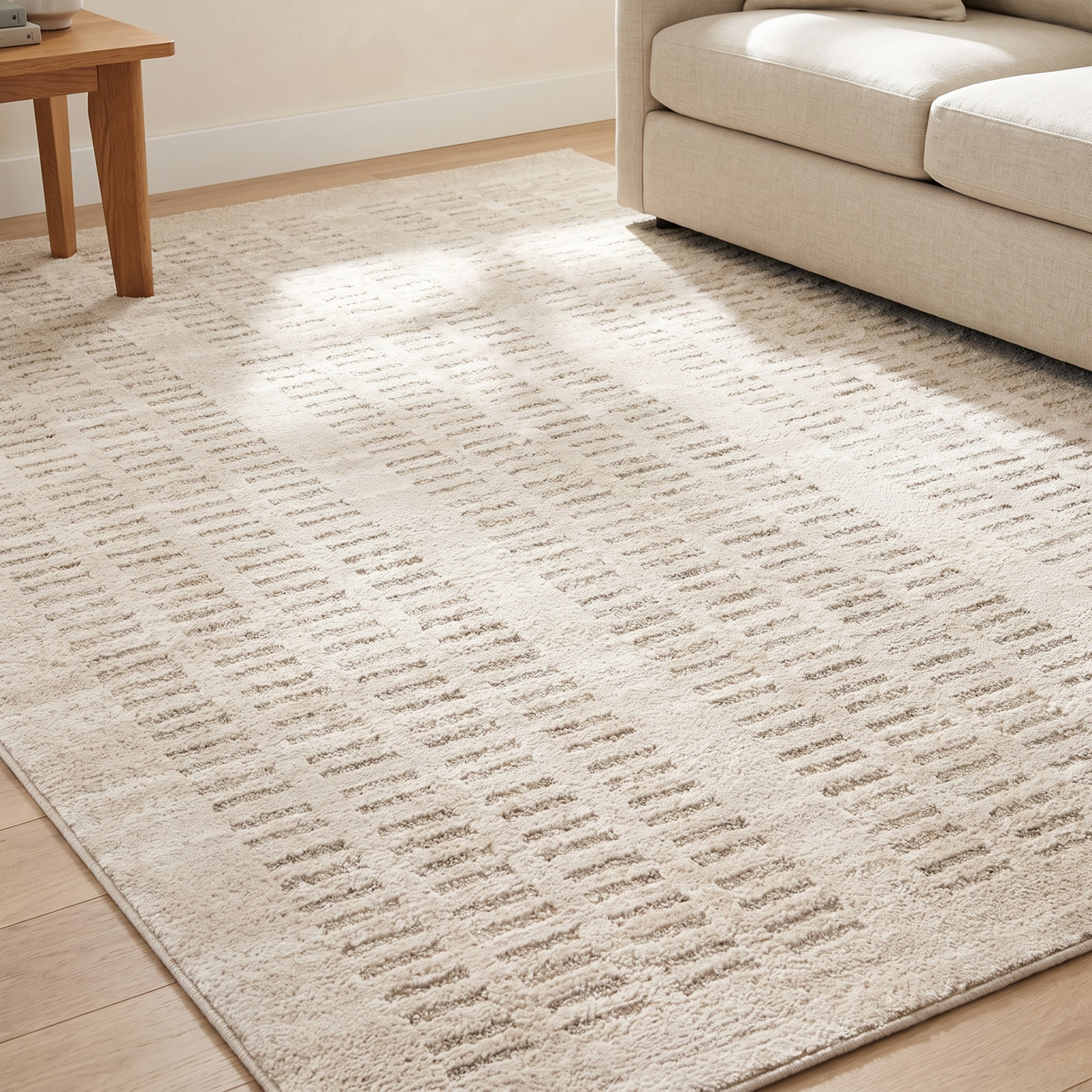 Amber Lewis x Loloi Monty Ivory Beige Abstract Rug, Rectangle 4' x 6'