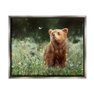 Stupell Industries Bear & Butterfly in Meadow Canvas Wall Art Design by Mark Kelso -  aw-579_ffb_16x20