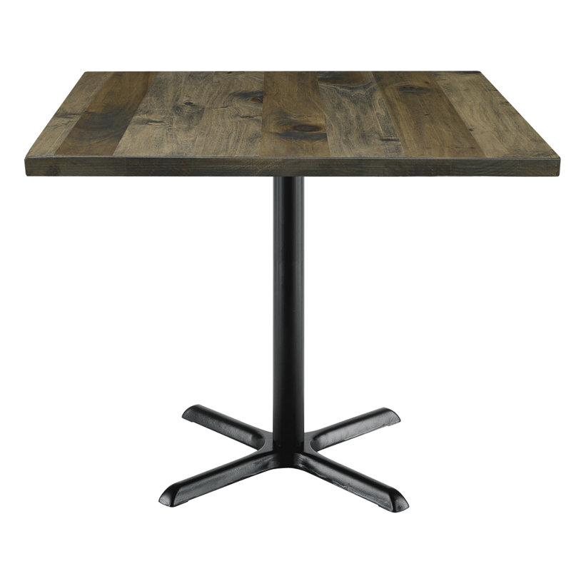 Square Wood Breakroom Table, Barnwood Vintage, 29" H x 30" L x 30" W