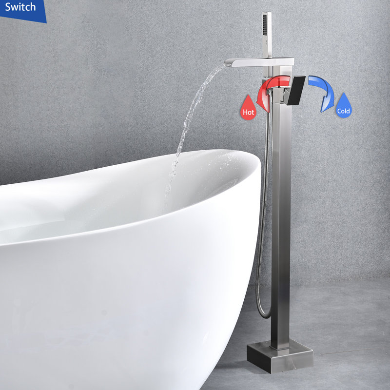 1 Handle Floor Waterfall Faucet, Silver