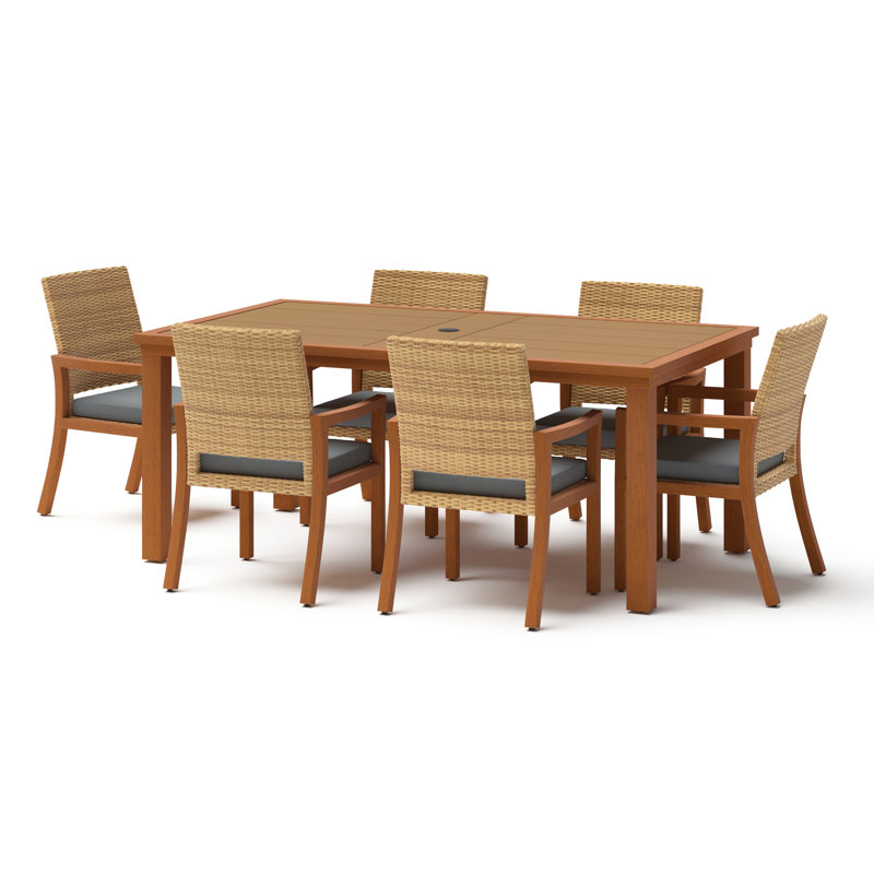 Milana 7 Piece Dining Set, Charcoal Grey Sunbrella®