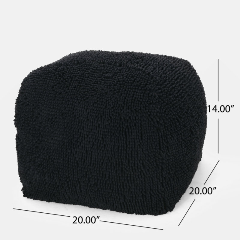 Pouf carré en microfibre, Gris anthracite