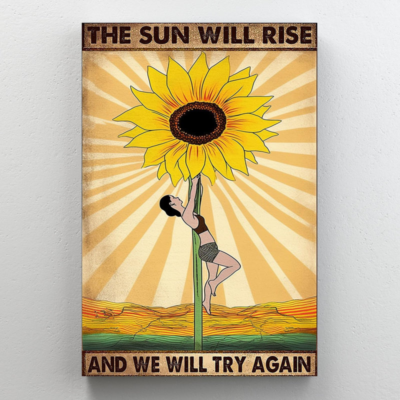 «Yoga The Sun Will Rise» - 1 pièce, impression rectangulaire sur toile Yoga The Sun Will Rise, H 14 po x l 11 po x P 1,25 po