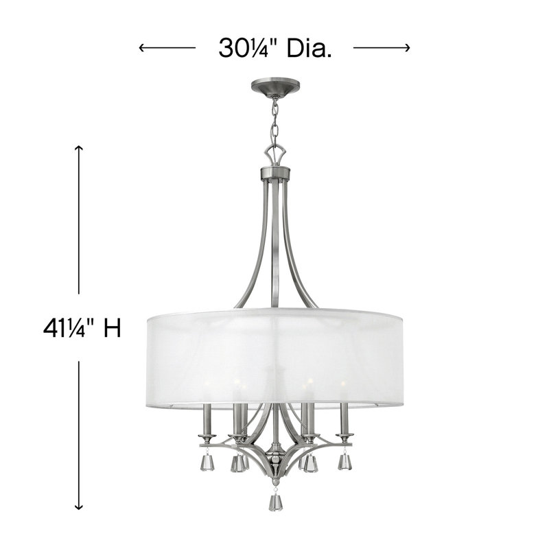 Mime 6 - Light Dimmable Drum Chandelier, Brushed Nickel