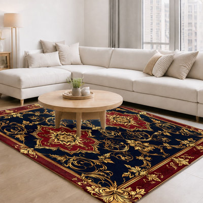 1pc Vintage Oriental Rug, Baroque Style Medallion Carpet, Luxury, Soft, Non-Slip, Living Room Rug, Bedroom Rug, Dining Room Rug, Hallway Rug, Home Decor Rug