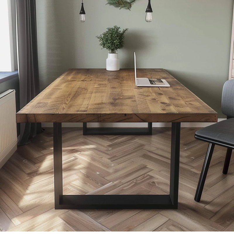 Rustic Office Desk - Chunky U Legs, 76cm H x 80cm W x 200cm D