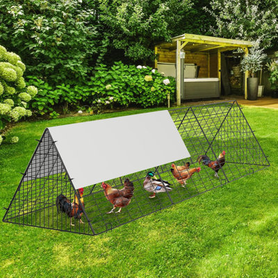 Tunnel en métal pour poulets avec housse imperméable et anti-UV, poulailler pour cour, ferme extérieure, poulailler portatif pour poules, canards, lapins (118,1 x 28 x 24,2 pouces)