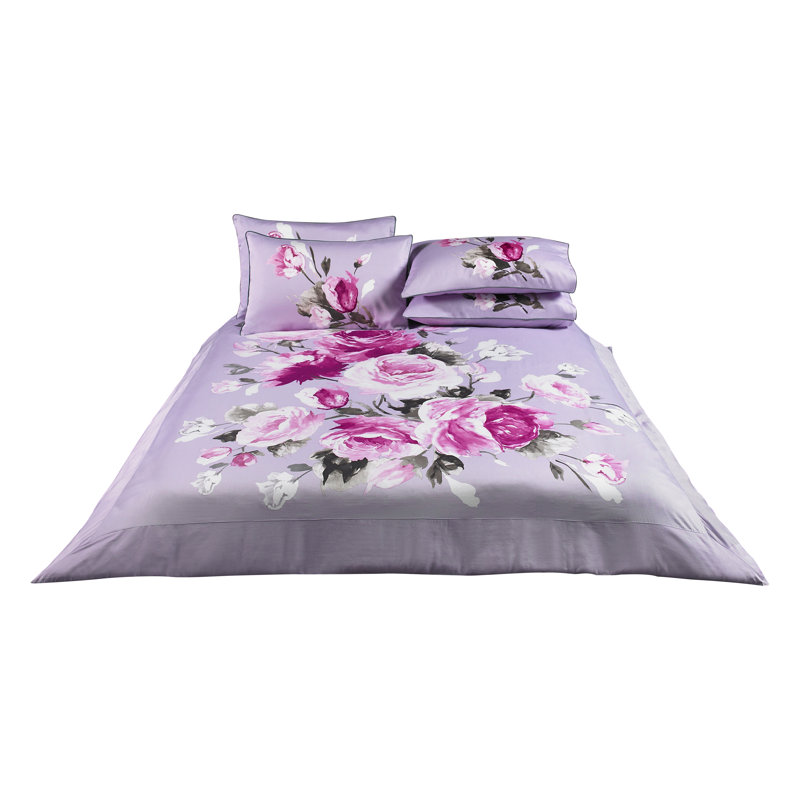 Windsor Cotton Floral Duvet Cover Set with Pillowcases Included, Heather, Super King