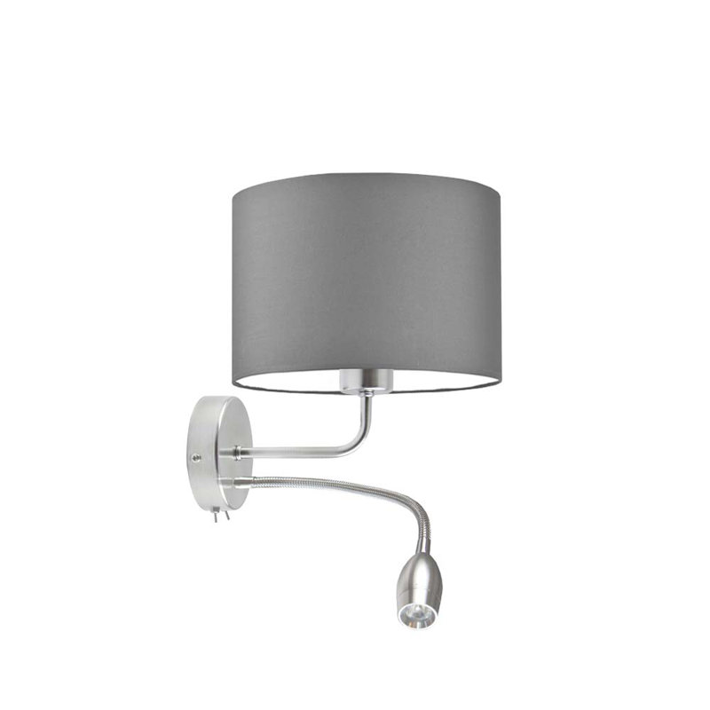 Audery LED Armed Sconce, Brushed Steel, Grey